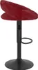 A single red velvet bar stool with a black metal base and adjustable height. Náhled obrázku produktu