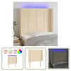 The Living Store LED Kopfteil Creme 93x16x118/128 cm Stoff Produktbild-Vorschau 7