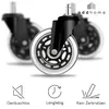 A set of office chair casters with icons and text describing their features. Produktbild-Vorschau