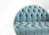 Hell Blaue Couch Chesterfield Samt Bezug Stoff Sofa Couchen Produktbild-Vorschau 5