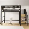 Hochbett 90x200 cm mit Sicherheitsleiter und verstellbarem Produktbild-Vorschau 2