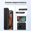 Collage of images showing a black phone case from different angles, highlighting its features and fit. Produktbild-Vorschau
