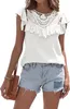 ASKSA Damen Spitze Bluse Tops Sommer Elegant Tunika Rüschen Produktbild-Vorschau 1