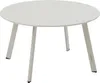 A white round garden side table with four legs. Podgląd zdjęcia produktu