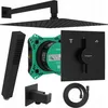 A collection of black shower system components arranged on a white background. Produktbild-Vorschau