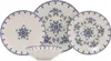 A set of white ceramic plates and a bowl with blue and green floral patterns. Produktbild-Vorschau