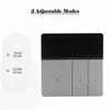 A smart thermostat with two adjustable modes, 'Away Mode' and 'HOME Mode', displayed on a white background. Produktbild-Vorschau