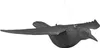 A black plastic bird decoy with outstretched wings, suspended by a white string against a white background. Produktbild-Vorschau