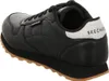 A black Skechers sneaker with a gum sole is shown from a side-rear angle against a white background. Produktbild-Vorschau
