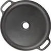 A top-down view of a cast iron griddle with a hole in the center and two handles. Náhled obrázku produktu