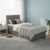 Jugendbett Polsterbett - 90x200 cm - Grau - mit Bettkasten Produktbild-Vorschau 2