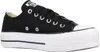 A studio shot of a black Converse Chuck Taylor All Star Lift Ox platform sneaker. Voir les images du produit
