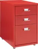A red metal filing cabinet with three drawers and silver handles, shown from a three-quarter angle. Anteprima dell’immagine prodotto