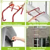 A collage of four images demonstrating how to use a red emergency ladder. Voir les images du produit