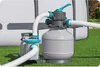 A pool pump and sand filter system connected to an above-ground swimming pool. Produktbild-Vorschau