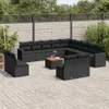 14-tlg. Garten-Sofagarnitur mit Kissen Schwarz Poly Rattan Produktbild-Vorschau 1