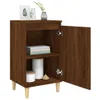 A brown wooden cabinet with an open door, displaying shelves with books and decorative items. Náhled obrázku produktu