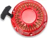 A red recoil starter with a black pull handle, isolated on a white background. Produktbild-Vorschau
