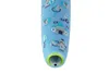 A close-up view of the tip of a blue pen with cartoon knight and castle illustrations. Produktbild-Vorschau