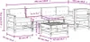 A diagram of a sectional outdoor sofa set with dimensions indicated. Náhled obrázku produktu