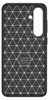 A black phone case with a geometric pattern and a cutout for the camera. Produktbild-Vorschau
