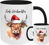 Keramik Tasse - Frohe Weihnachten Highland Cow Produktbild-Vorschau 1