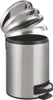 A stainless steel pedal bin with its lid open, shown against a white background. Produktbild-Vorschau