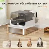 PawHut Katzenklo Edelstahl mit Deckel XXL Katzentoilette Produktbild-Vorschau 3