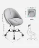 Dimensions and illustration of a gray office chair. Voir les images du produit