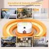 A collage showcasing a handheld steam cleaner and its various applications in different environments. Náhled obrázku produktu