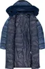 The inside of a blue puffer coat is displayed. Podgląd zdjęcia produktu