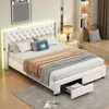 A bedroom scene featuring a white upholstered bed with integrated lighting and storage. Anteprima dell’immagine prodotto