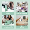 A collage of four images showing different uses of a phone case with a stand and camera cover. Produktbild-Vorschau