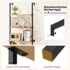 A collage of images showing a 3-tier bookshelf, close-ups of its construction, and mounting details. Podgląd zdjęcia produktu