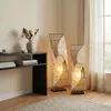 Stehlampe Quento 90cm Capiz Rattan Scheibenleuchte elegant Produktbild-Vorschau 2