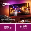A gaming setup with a TV displaying a racing game, a game controller, and marketing text. Produktbild-Vorschau