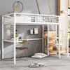 A loft bed with a desk and storage integrated into the structure, set up in a room. Produktbild-Vorschau