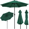 Multiple views of a green patio umbrella, including one open and two closed. Produktbild-Vorschau