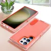 A phone case with a stand is shown in orange and clear plastic, with a phone inside the case. Produktbild-Vorschau