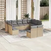 Design 11-tlg. Garten-Sofagarnitur mit Kissen Beige Poly Produktbild-Vorschau 1