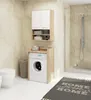 A bathroom scene with a washing machine, toilet, and a wall-mounted cabinet. Náhľad obrázku produktu