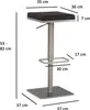 A bar stool with dimensions labeled. Produktbild-Vorschau