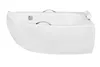 A white corner bathtub with chrome handles and a headrest, isolated on a white background. Produktbild-Vorschau