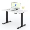 A modern standing desk with a computer and accessories on its surface, set against a white background. Anteprima dell’immagine prodotto