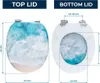 Diagrams showing the dimensions of a toilet seat lid. Produktbild-Vorschau