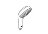 A line drawing of a hand-held shower head. Produktbild-Vorschau