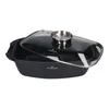A black baking dish with a glass lid, shown from a slightly elevated side angle on a white background. Podgląd zdjęcia produktu
