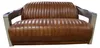 Sofa Vintage 2-Sitzer Ledersofa im Retro Stil Echtleder Produktbild-Vorschau 3
