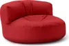 A red beanbag chair with a curved back is shown against a white background. Produktbild-Vorschau