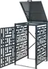 A dark grey metal bin enclosure with its lid open and one door ajar, set against a white background. Náhľad obrázku produktu